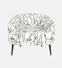 Silhoux Arlo Modern Muse Premium Polyester Fabric Accent Chair In White And Black Colour