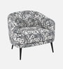 Silhoux Arlo Safari Sketch Premium Polyester Fabric Accent Chair In White And Black Colour