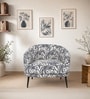 Silhoux Arlo Safari Sketch Premium Polyester Fabric Accent Chair In White And Black Colour