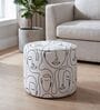 Regent Modern Muse Polyester Fabric Ottoman In Abstract Line Art Design