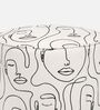  Regent Modern Muse Polyester Fabric Ottoman In Abstract Line Art Design