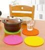 Silicon Hot Pot Mat,Trivet Mat,Multipurpose Heat Resistance Non-Slip Round Silicon Honeycomb Rubber Hot Pot Pad for Kitchen and Dinning Table Set of-2 (Multicoloured)