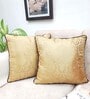 Gold Traditional Silk 16 x 16 Inches Cushion Covers (Set of 2)