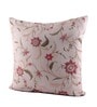 Beige Floral Blended Linen 16 x 16 Inches Embroidered Cushion Covers (Set of 2)