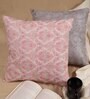 Pink Floral Chanderi Silk 16 x 16 Inches Embroidered Cushion Cover (Set of 2)
