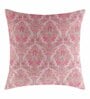 Pink Floral Chanderi Silk 16 x 16 Inches Embroidered Cushion Cover (Set of 2)