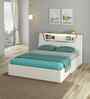 Silvarra Queen Size Bed With Usb Port Led Headboard & Hydraulic Storage In White Gloss Finish