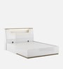 Silvarra Queen Size Bed With Usb Port Led Headboard & Hydraulic Storage In White Gloss Finish