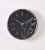 Grey Metal Silver Wall Clock