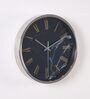 Grey Metal Silver Wall Clock