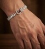 Silver & Brown Mahadev Rudraksh Silver Finish Chain Bracelet Rakhi