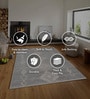 Silver & Cream Abstract Polyester 3 x 5 Feet Machine Made Carpet