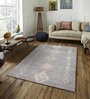 Silver & Cream Abstract Polyester 4 x 6 Feet Machine Made Carpet
