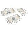 Silver & Multicolour MDF Wood New Flower (Set of 3) Serving Tray