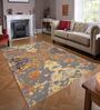 Silver & Orange Abstract Wool And Viscose 5 ft x 7 ft Hand tufted Carpet 