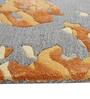 Silver & Orange Abstract Wool And Viscose 6 ft x 9 ft Hand tufted Carpet 