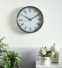Silver & White Metal Analog Wall Clock