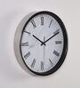 Silver & White Metal Analog Wall Clock