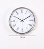 Silver & White Metal Analog Wall Clock