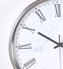 Silver & White Metal Analog Wall Clock