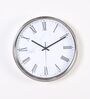 Silver & White Metal Analog Wall Clock