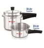 Silver 2 & 3 Ltrs with Common Lid  (Pack of 2) Combo Induction Base Outer Lid Aluminium Pressure Cooker