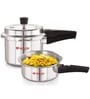 Silver 2 & 3 Ltrs with Common Lid  (Pack of 2) Combo Induction Base Outer Lid Aluminium Pressure Cooker
