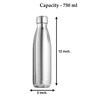Silver 750Ml  Insulated Stainless Steel  Water Bottle