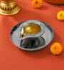Silver Aluminium Diya With Plate