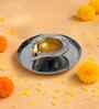 Silver Aluminium Diya With Plate