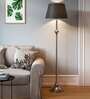 Black Cotton Shade Club Floor Lamp With Aluminium Base