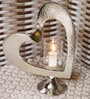 Decorative Heart Silver Aluminium Candle Holder