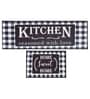 Silver Checkered Polyester Antiskid Machine Made Floor Runner and Door Mat Combo
