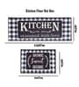 Silver Checkered Polyester Antiskid Machine Made Floor Runner and Door Mat Combo