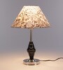 Silver Fabric Shade Table Lamp with Silver Base