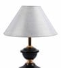 Silver Fabric Shade Table Lamp with Black Base