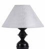 Silver Fabric Shade Table Lamp with Black Base