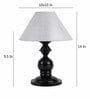 Silver Fabric Shade Table Lamp with Black Base