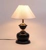 Silver Fabric Shade Table Lamp with Black Base