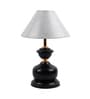 Silver Fabric Shade Table Lamp with Black Base