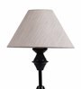 Silver Fabric Shade Table Lamp with Black Base