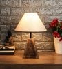 Silver Fabric Shade Table Lamp with Brown Base