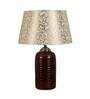 Ravenna Silver Fabric Shade Night Lamp With Teracotta Base