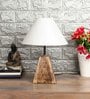 Silver Fabric Shade Table Lamp with Brown Base