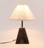 Silver Fabric Shade Table Lamp with Brown Base