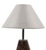 Silver Fabric Shade Table Lamp with Brown Base
