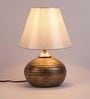 Silver Fabric Shade Table Lamp with Golden Base