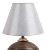 Silver Fabric Shade Table Lamp with Golden Base