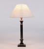 Silver Fabric Shade Table Lamp with Brown Base