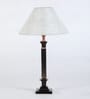 Silver Fabric Shade Table Lamp with Brown Base